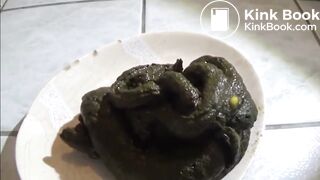 Green poop in plate