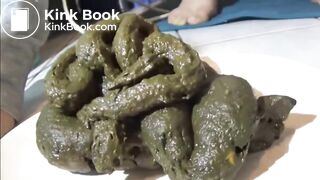 Green poop in plate