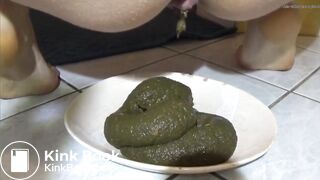Green poop in plate