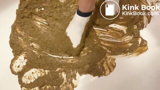 Girl walking in her diarrhea in socks