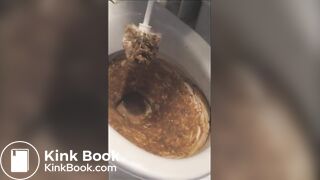 Eating her poop from toilet bowl
