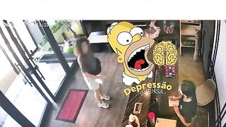 Woman takes a shit inside restaurant