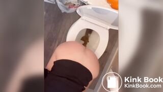 Girl takes a huge runny poop