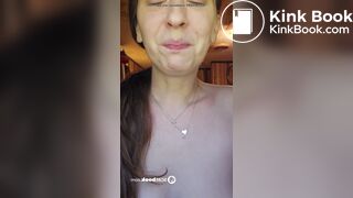 Redhead enjoys tasting, licking & sucking hard scat log