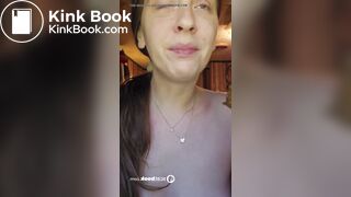 Redhead enjoys tasting, licking & sucking hard scat log