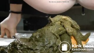 Woman shits on a doll
