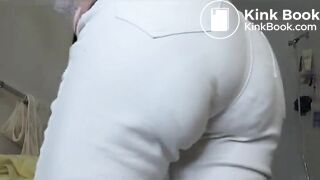 Beautiful girl fills her pants and then reveals her ful