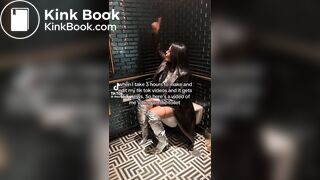 Girl vibing on toilet