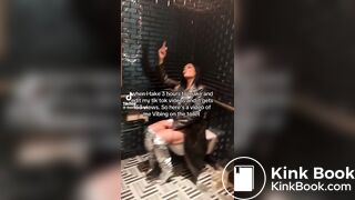 Girl vibing on toilet