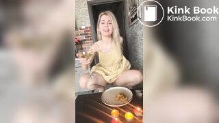 Dirty girl eat her meal