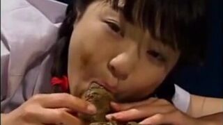 Cute Asian eating shit