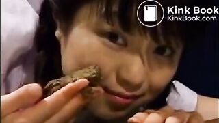 Cute Asian eating shit