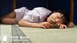 Cute Asian eating shit