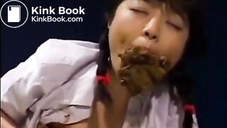 Cute Asian eating shit