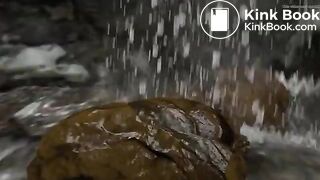 Macro Tikal poops in toilet