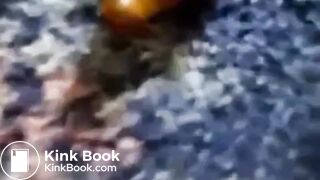 Skinny brunette girl poop