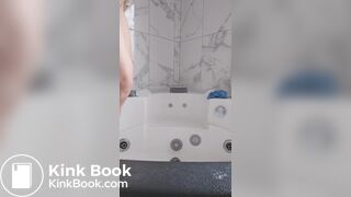 A milf is proud of her poop