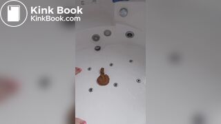 A milf is proud of her poop