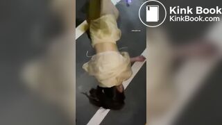 Asian girl shit in skirt.