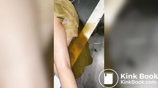 Asian girl shit in skirt.