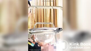 Human toilet gets stuffed with poop femdom