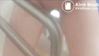 Girl hover shitting in a hospital toilet