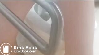 Girl hover shitting in a hospital toilet