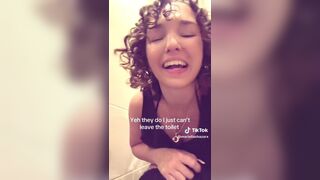 Casual girl taking a dump