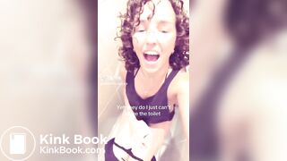 Casual girl taking a dump