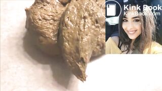 Beautiful girl took out a long shit