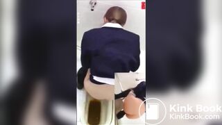 Japanese girl has serious diarrhea on squat toile