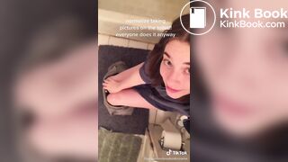 Casual girl does toilet selfie