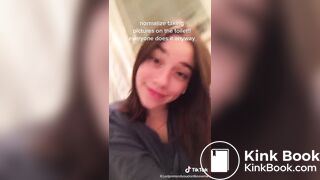 Casual girl does toilet selfie