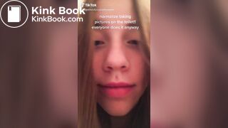 Casual girl does toilet selfie