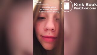 Casual girl does toilet selfie