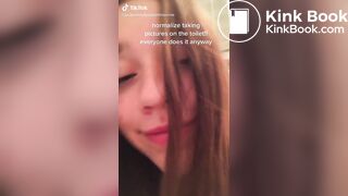 Casual girl does toilet selfie