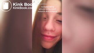 Casual girl does toilet selfie