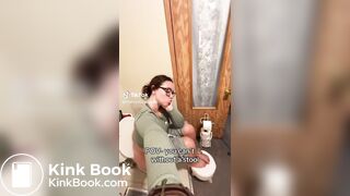 Hispanic girl pooping with stool