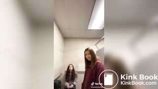 Girl records her friend shitting