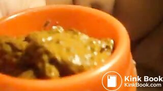 BBW Crackly Creamy Shit in Dog Bowl