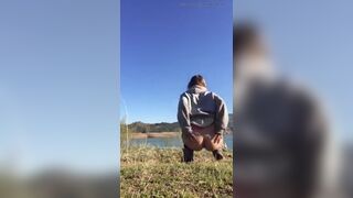 Lovely amateur girlfriend showing her pooping ass on th