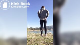 Lovely amateur girlfriend showing her pooping ass on th