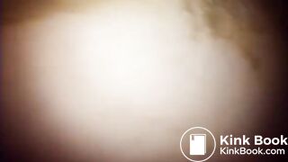 Crazy Latina chick grabs shit log to smear, lick & chew