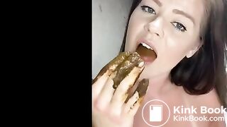 Scat queen licks her shit