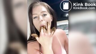 Scat queen licks her shit