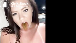 Scat queen licks her shit