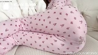 Sexy Hot Blond Girl Huge Bulging Red Grape Pajama Poop