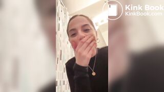 Sexy Cute Girl Pushing While Pooping