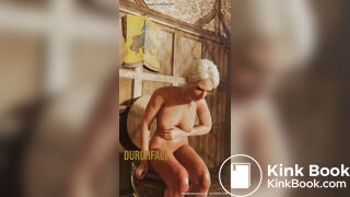 Blond Girl Has Diarrhea in Toilet