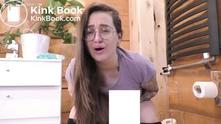 Girl has diarrhea and farts in toilet